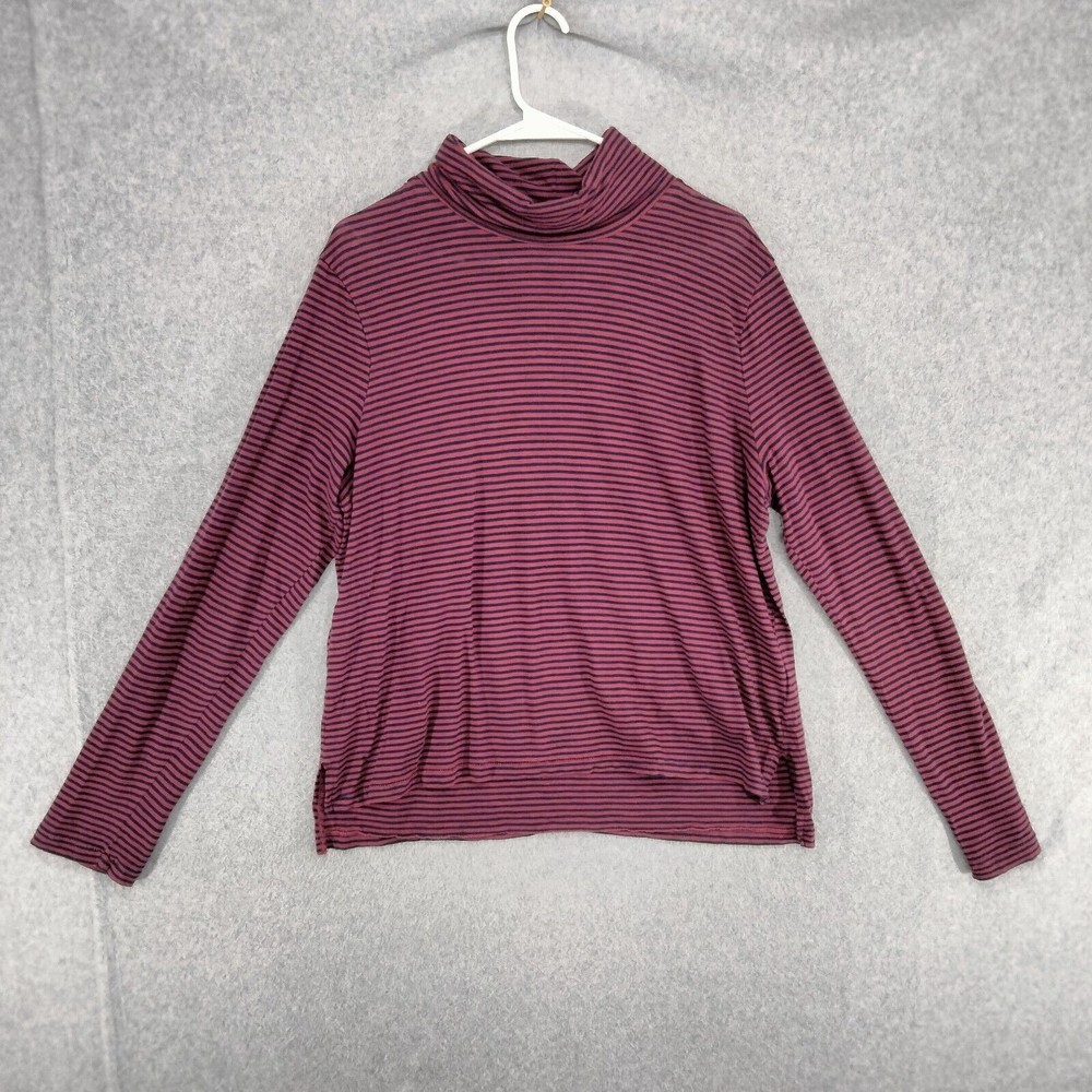 Madewell Turtleneck Top Womens Size XL Blue Red Striped Casual Long Sleeve